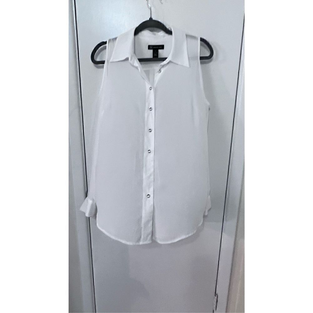 INC INTERNATIONAL CONCEPTS SHEER WHITE COLD SHOULDER LONG SLEEVE BLOUSE SZ 4V